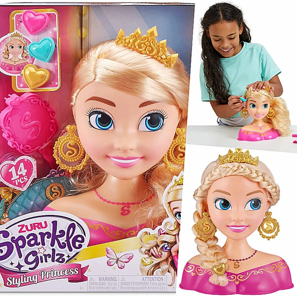 Sparkle Girlz Princess Hair Styling Head & 15 Accessories Age 3+